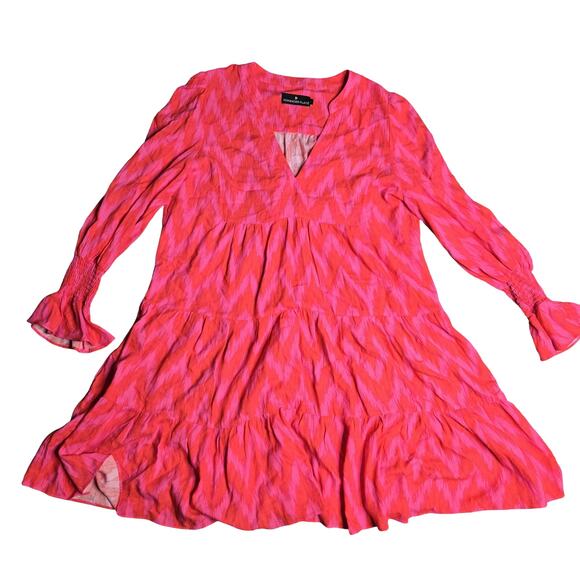 Tuckernuck Pomander Place Ikat Kenzo Dress in Hot Pink Size: L - Picture 2 of 6